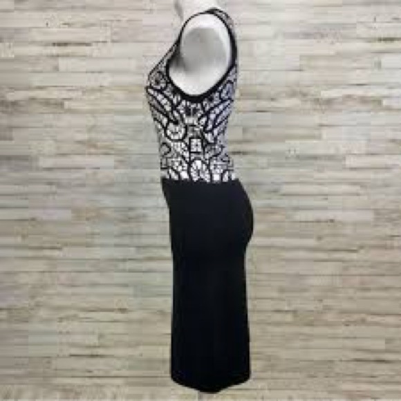 EUC Carmen Marc Valvo Black White Tank Sweater Dress Sweater Knit Dress Sz Large - Picture 6 of 9